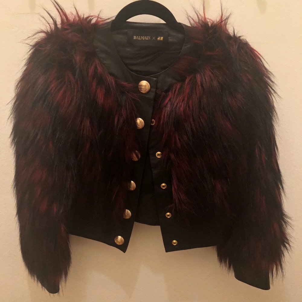 Balmain x H&M faux fur jacket